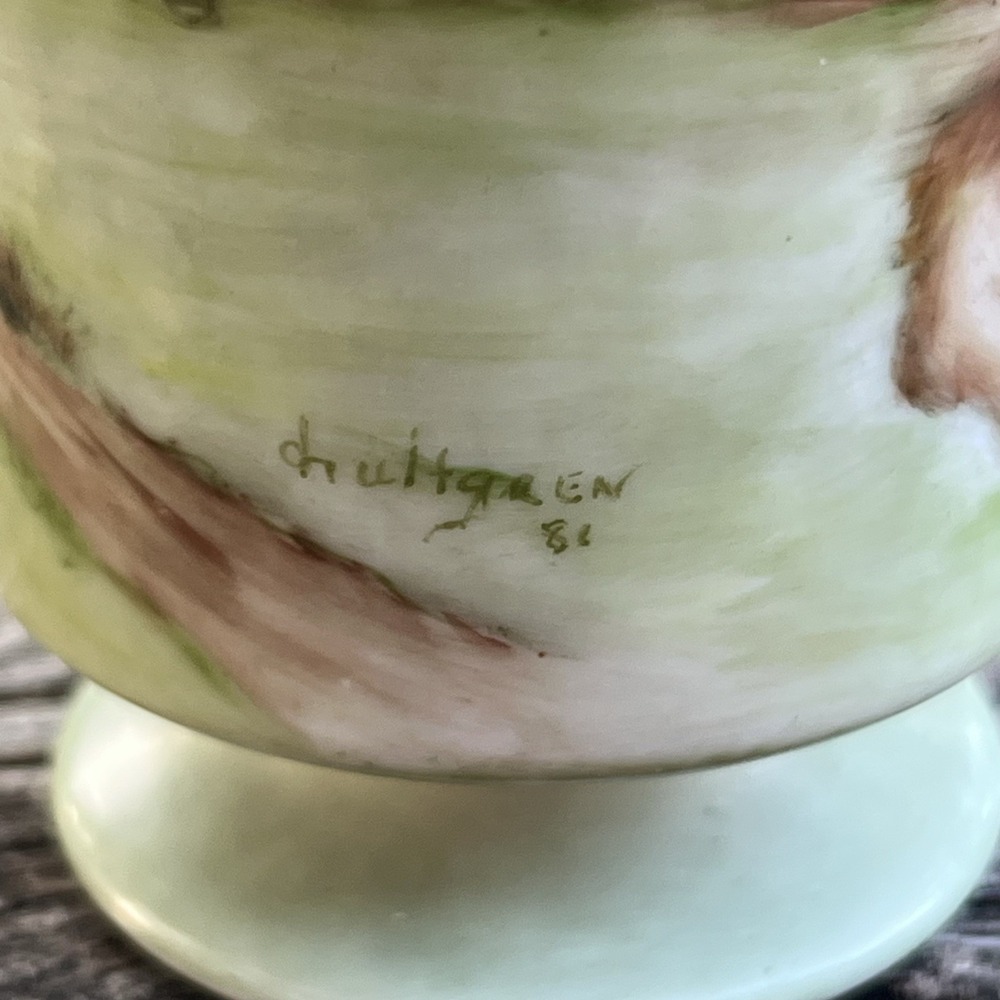 Vintage Hand Painted Farm Scene Pedestal Mug Personalized Signed 1981 - Picture 5 of 9